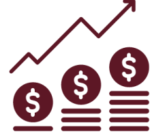 Financial line graph trending upward